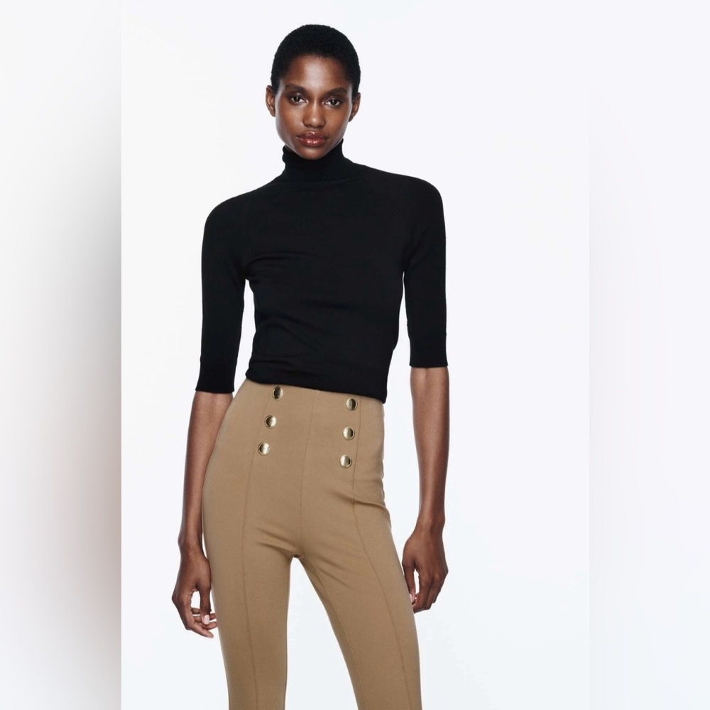 ZARA HIGH RISE BUTTONED LEGGINGS